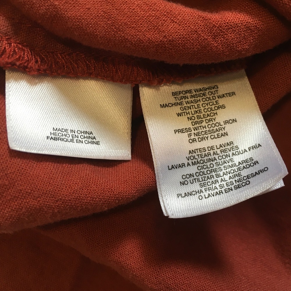 Anne Klein Linen Blend V Neck Roll Tab Sleeve Tunic Top‎ Orange Size L - Picture 6 of 6